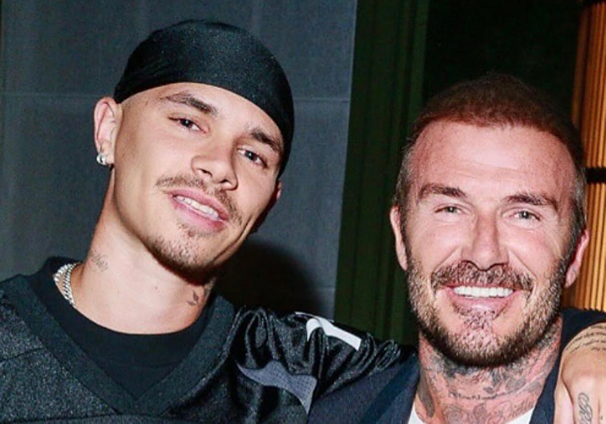Romeo y David Beckham, durante la fiesta de cumpleaños.
