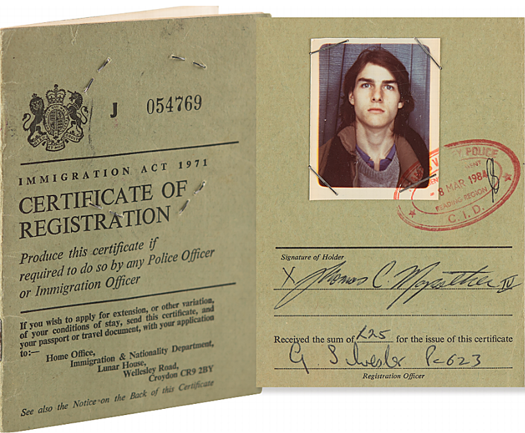 El certificado de trabajo de Tom Cruise