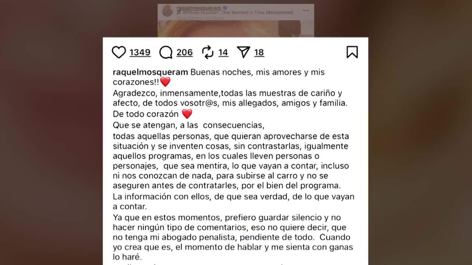 Raquel Mosquera emite un comunicado urgente tras salir a la luz la ...