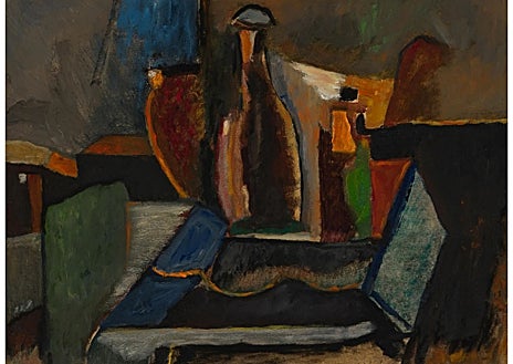 Imagen secundaria 1 - Cuadro de Isa Rittenberg Kohlmeyer, entre 43.000 y 60.000 euros; bodegón de Max Weber, entre 26.000 y 43.000 euros; y dibujo de Nicolai Fechin titulado 'Carmen', entre 6.000 y 8.600 euros.