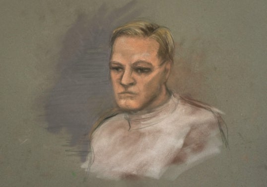 Retrato de Marius Borg durante el juicio.