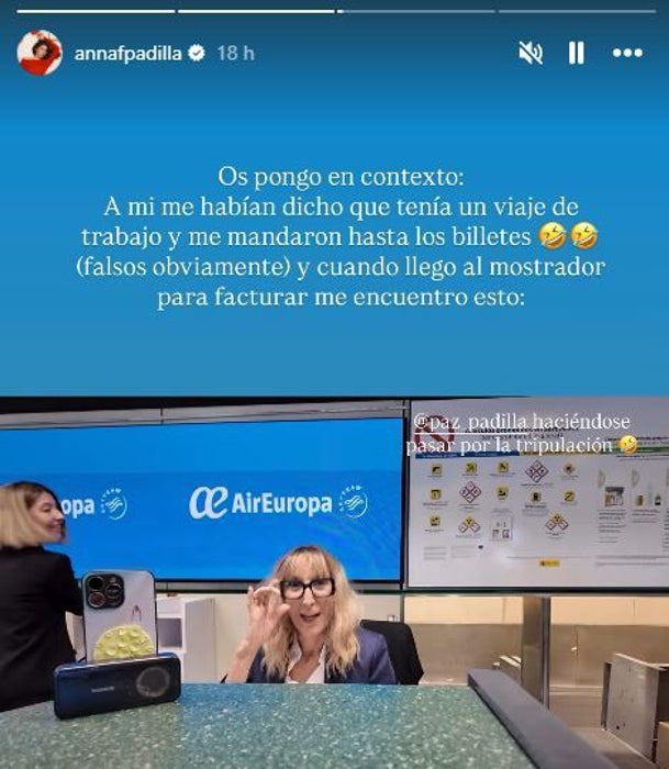 Paz Padilla se disfrazó de trabajador del aeropuerto.