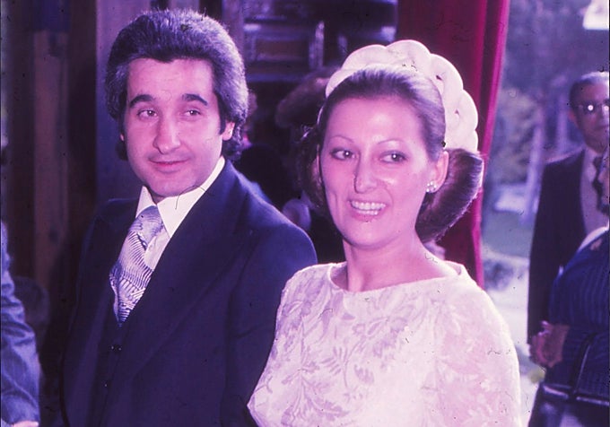 Juanito Valderrama y Marián Conde el día de su boda