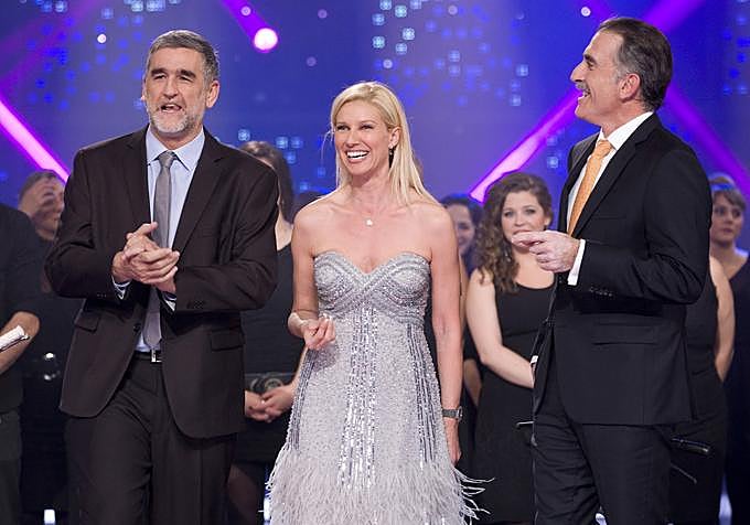 Juanma López Iturriaga, Anne Igartiburu y Juan y Medio en la gala de 'Inocente, Inocente'