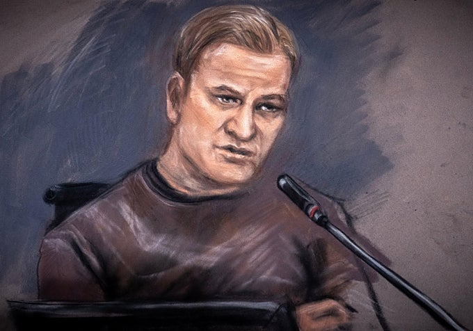 Marius Borg en uno de los retratos del juicio.