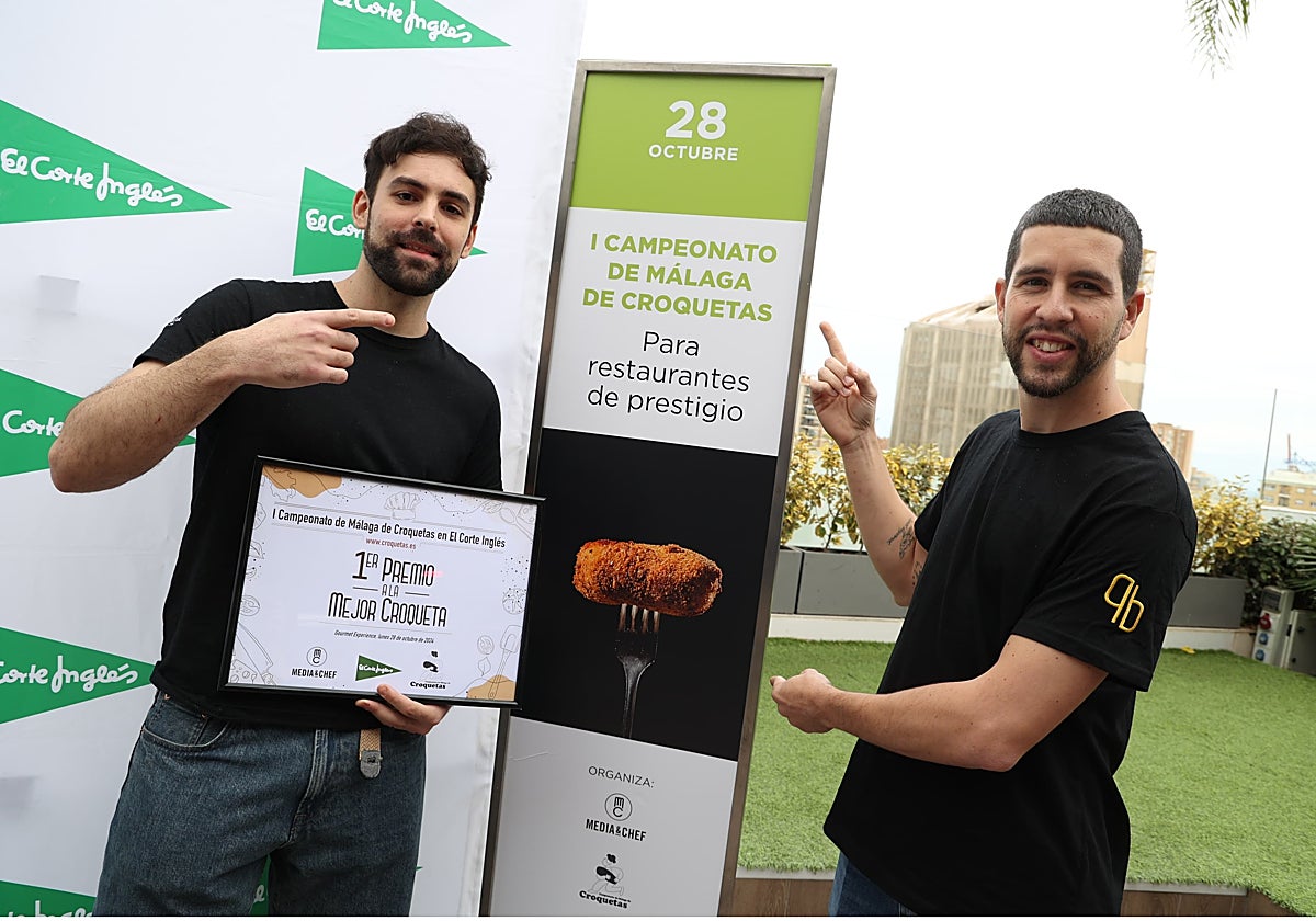 Pablo Zamudio y Cristian Fernández del restaurante Base 9 tras ganar el Campeonato de croquetas