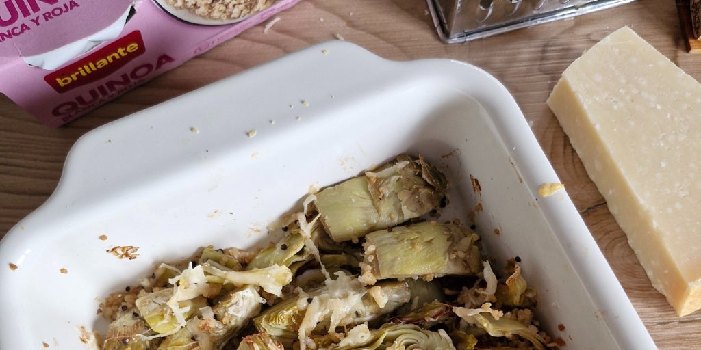 Alcachofas con vasito de quinoa Brillante y parmensano