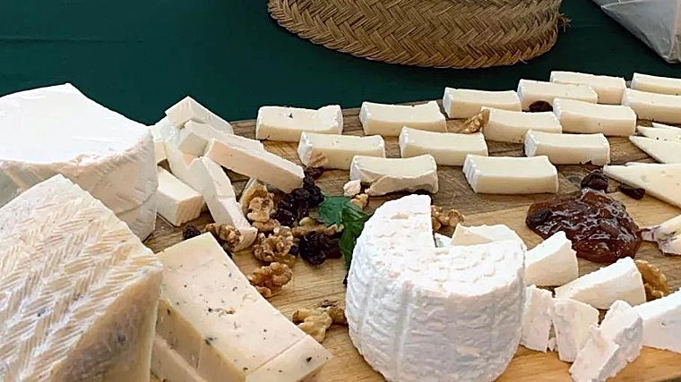 Diferentes tipos de quesos en un stand