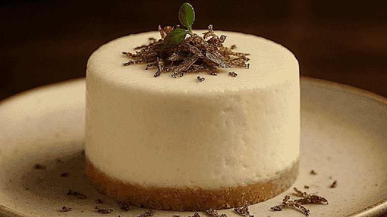 Tarta de queso cremosa con trufa de invierno rallada de Bodegas Mezquita