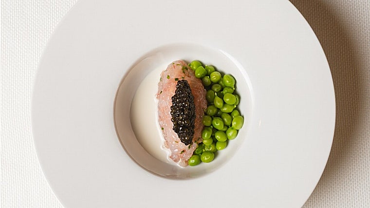 Shrimp, peas and white garlic tartare