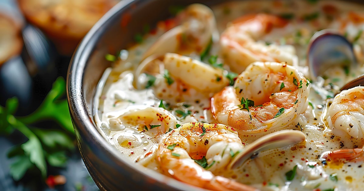Arroz cremoso con cabracho y almejas