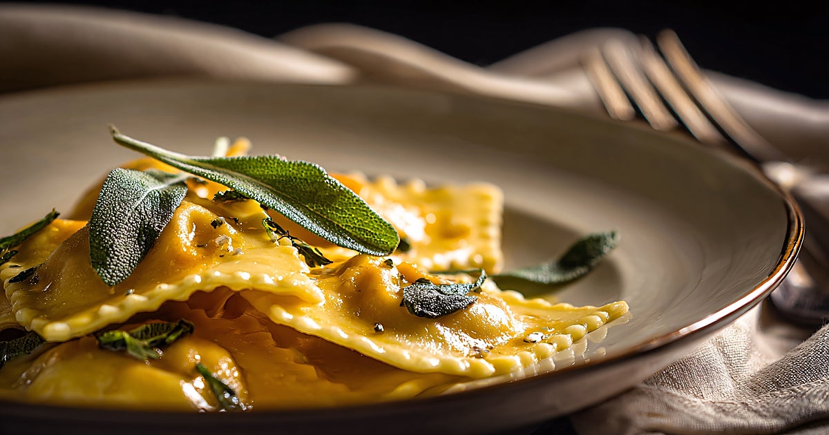 Ravioli con calabaza y berberechos
