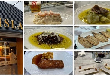 Montaje con la fachada y algunas de las tapas y platos del restaurante La Isla