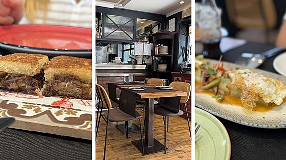 Montaje con alguno de los platos y la sala del restaurante Puratasca