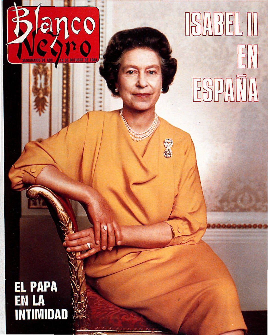 La revista 'Blanco y Negro' también le dedicaba su portada a la visita de la Reina a España, que copo la actualidad de los medios de comunicación españoles durante aquellos días de 1988.