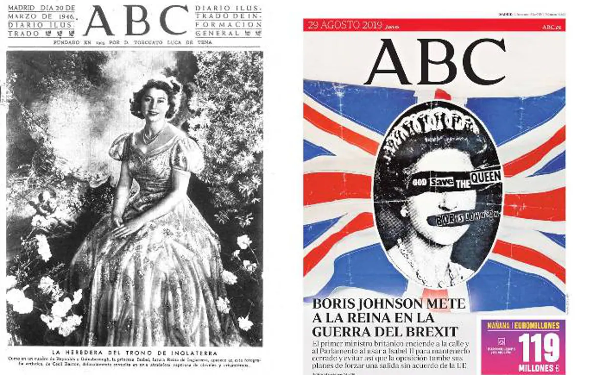 Dos portadas de ABC, una de 1946 y otras de 2019