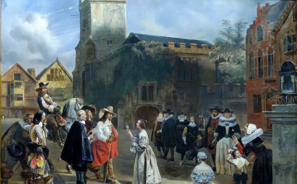 Pintura de Eugène Lami que plasma el traslado de Carlos I al castillo de Carisbrooke.