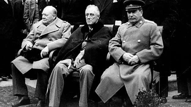 Churchill (izquierda), Truman y Stalin (derecha), durante la Conferencia de Potsdam