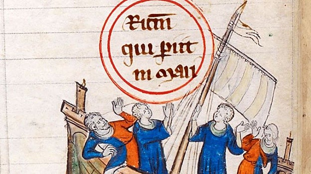Ilustración del s. xiv del hundimiento del Barco Blanco en 1120.