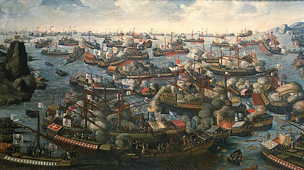 Representación de la batalla de Lepanto en 1571.