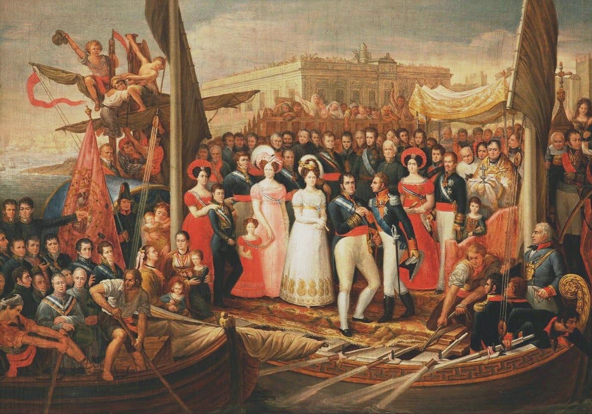 Cuadro de José Aparicio que representa el desembarco de Fernando VII en el Puerto de Santa María.