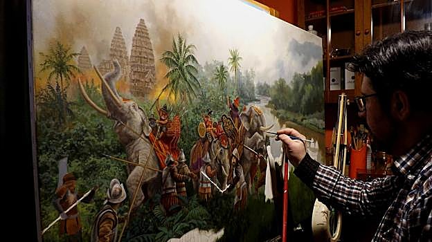 José Ferre Clauzel ultima un cuadro sobre la gesta de Blas Ruiz de Hernán González.