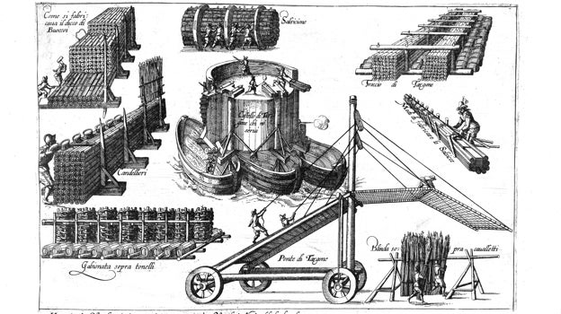 Representación de armas de asedio de la época