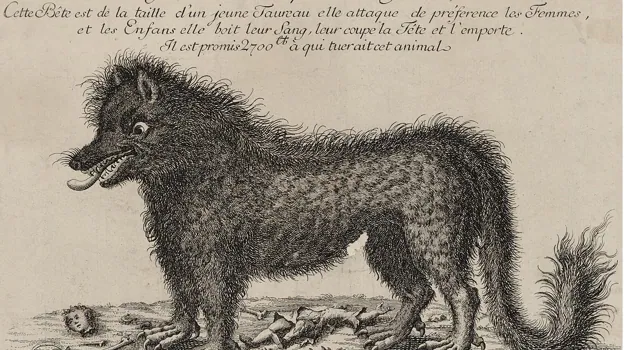 Ilustración de la época ofreciendo 2700 francos por la muerte de la bestia