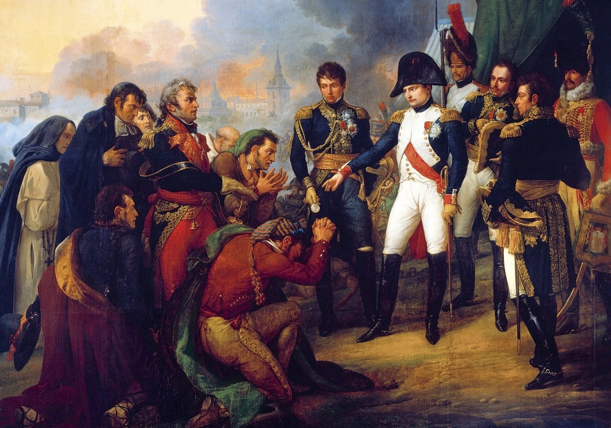 Cuadro de Carle Vernet que muestra a Napoleón en Chamartín, recibiendo con desdén a los delegados de la Junta de Defensa de Madrid que rinden la ciudad a sus tropas