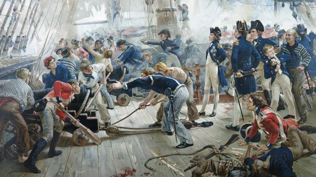 Horatio Nelson en la batalla de Trafalgar
