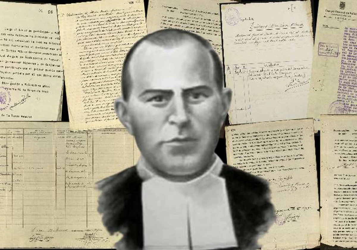 Montaje de los documentos sobre el crimen de Lorca en 1936, junto a la única imagen que se conserva de Esteban Anuncibay