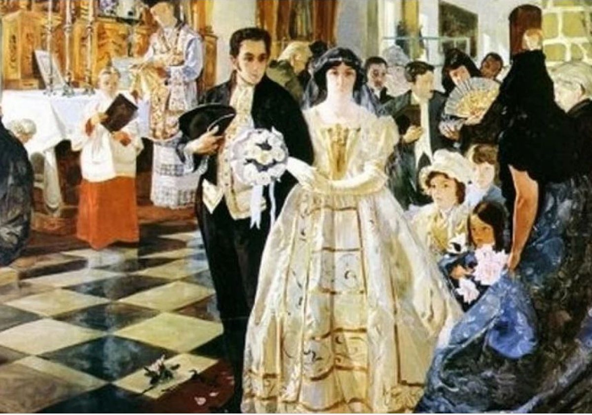 'Matrimonio de Bolívar con doña María Teresa Rodríguez del Toro y Alayza', obra de Tito Salas