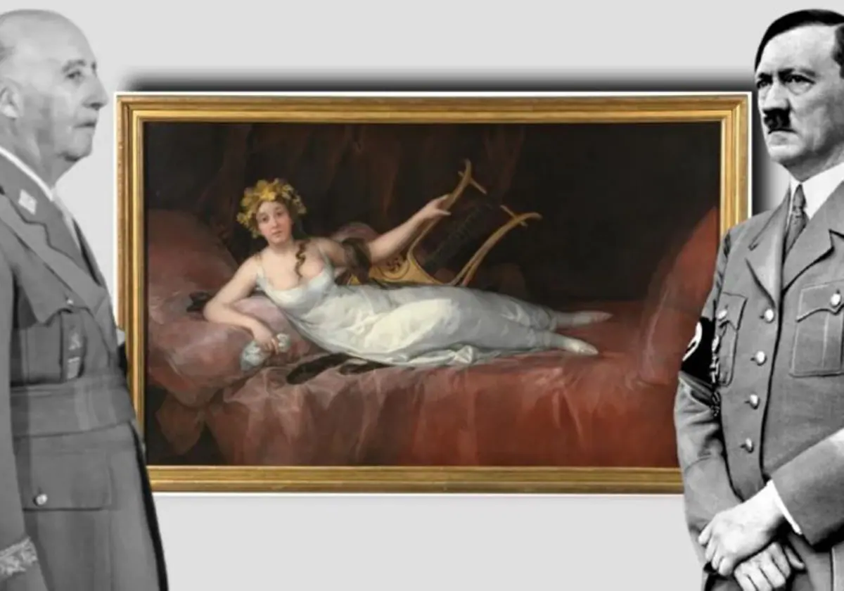Montaje de Franco y Hitler, sobre el cuadro de de Goya 'La marquesa de Santa Cruz'