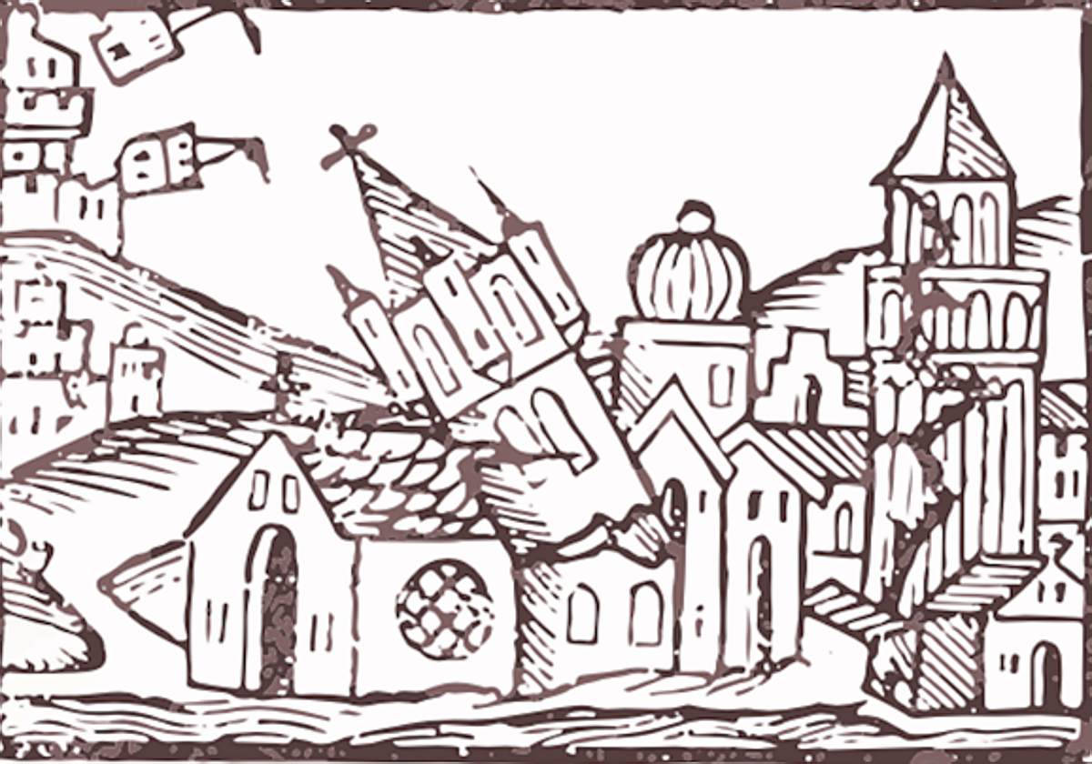 Ilustración que recrea el terremoto de 1522 realizada un año después, en Colonia