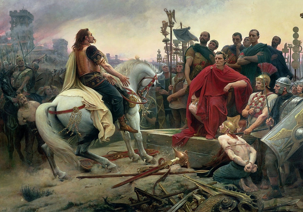 Vercingétorix arroja sus armas a los pies de César por Lionel Royer