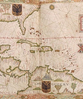 Imagen secundaria 2 - Carta de los RRCC a Colón sobre el avistamiento de carabelas portuguesas en el Atlántico, 1493. Carta de Colón a su hijo Diego, 1498. Portulano virreinato de Nueva España, 1528.