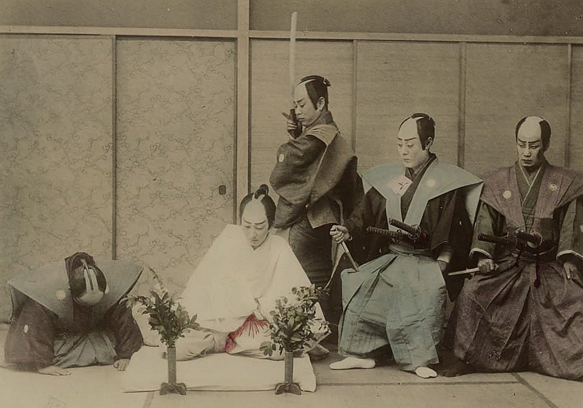 Imagen de 1897, en la que se escenifica el 'seppuku'