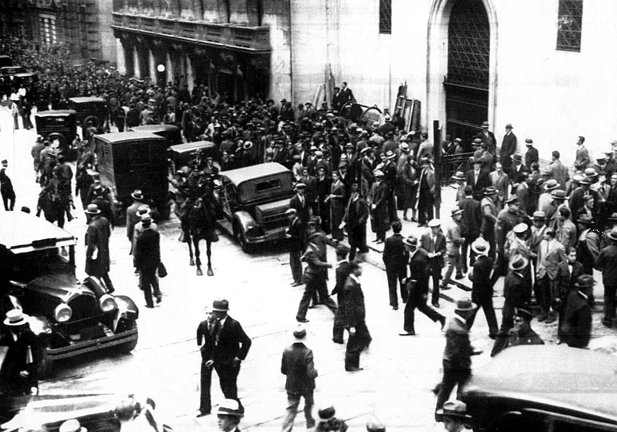 Pánico en la puerta de Wall Street en 1929