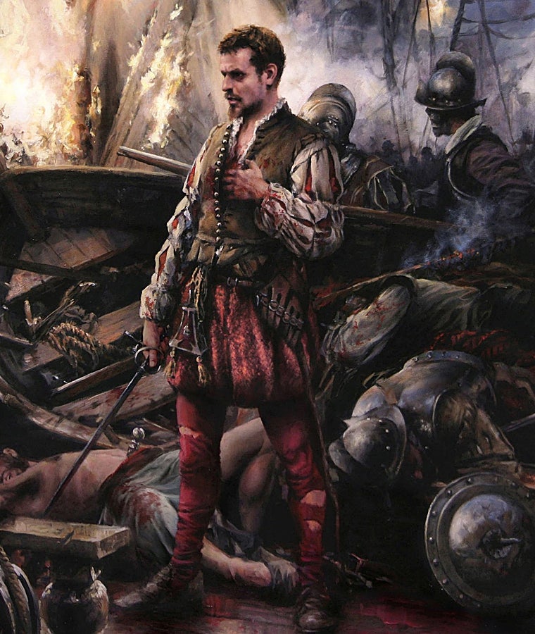 Pintura intitulada “Soldado de Cervantes” de Augusto Ferrer Dalma.