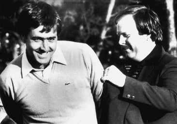 Ballesteros recibe una lección del gran maestro del golf en el Augusta National