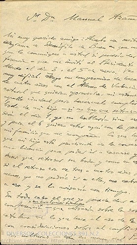 Imagen secundaria 2 - La carta que Unamuno le envió a Azaña en la Nochebuena de 1918 