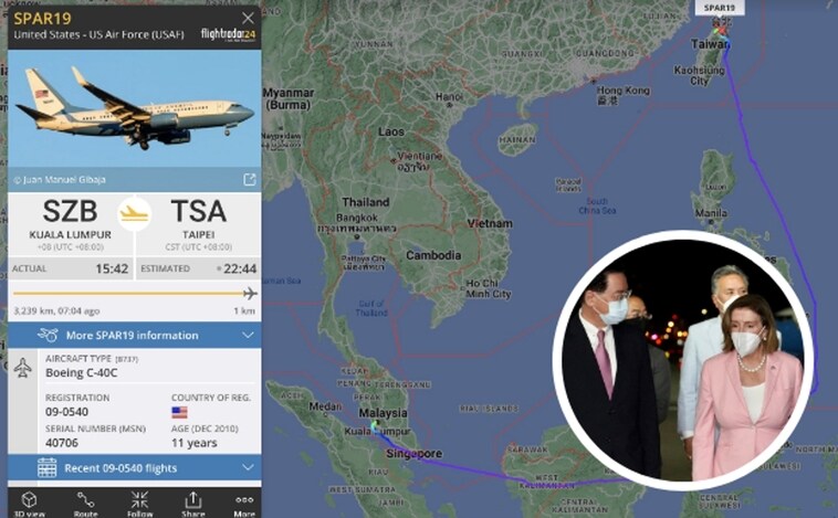 Casi tres millones de personas siguieron en directo el vuelo de Nancy Pelosi a Taiwán