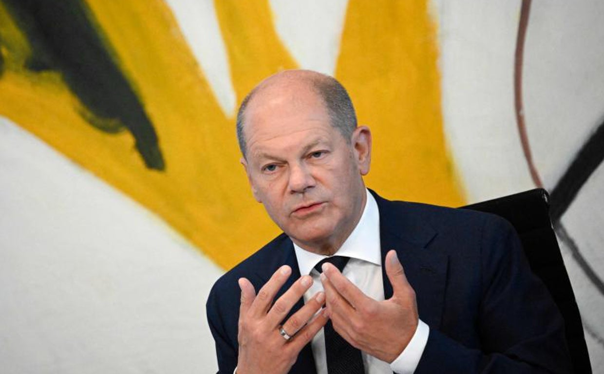 El canciller alemán, en la rueda de prensa de este domingo