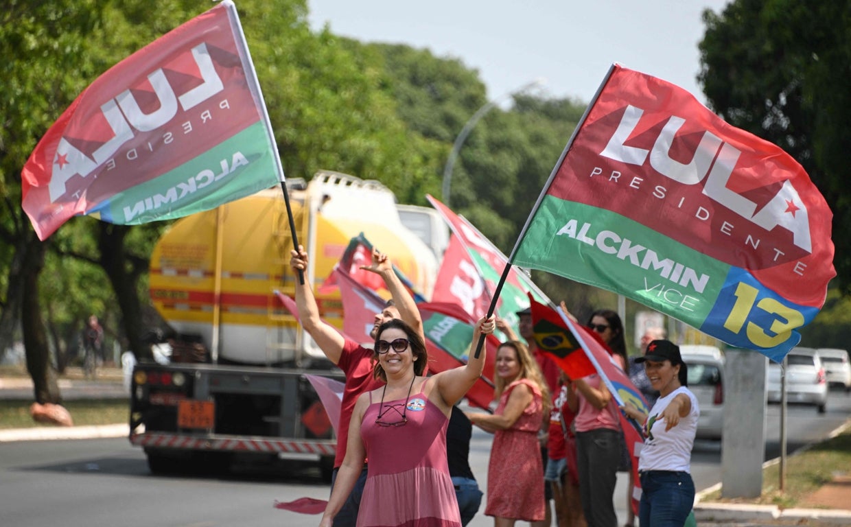 Partidarios de Lula de Silva en Brasilia