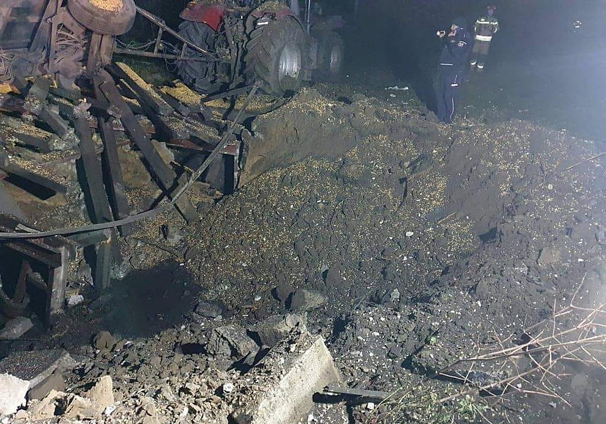 Lugar en el que cayeron los misiles en Polonia