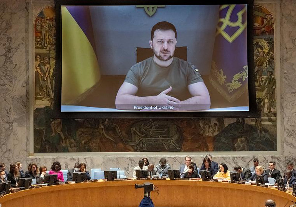 El mandatario ucraniano, en su intervención por videoconferencia ante Naciones Unidas este miércoles