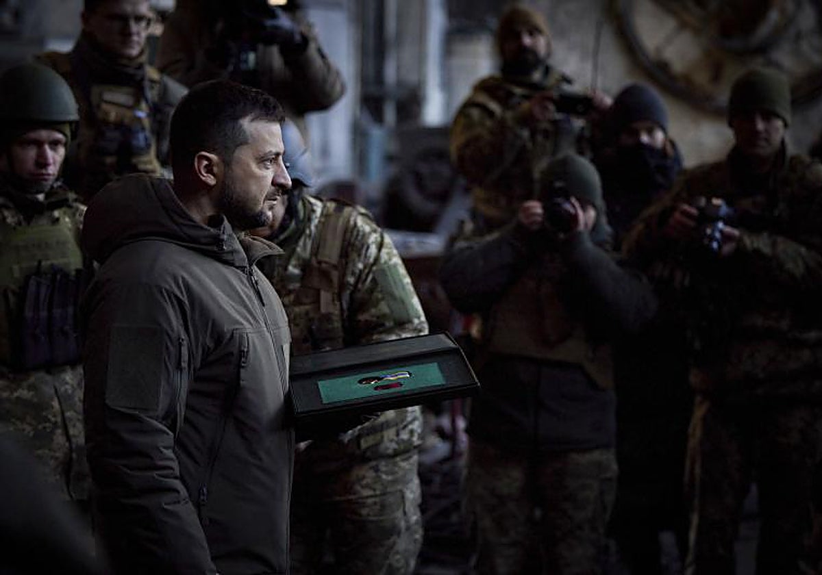 El presidente ucraniano Volodímir Zelenski, en Bajmut esta semana