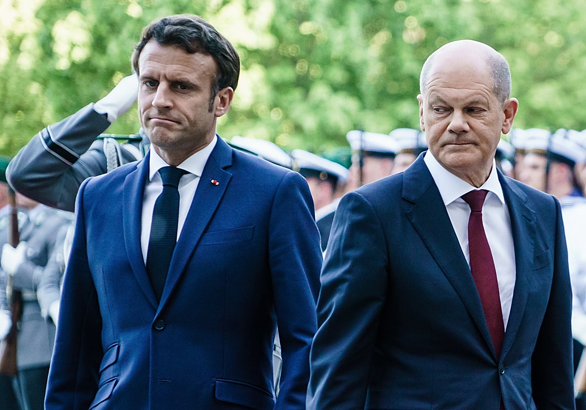 Emmanuel Macron y Olaf Scholz durante una visita del primero a Berlín en mayo de 2022