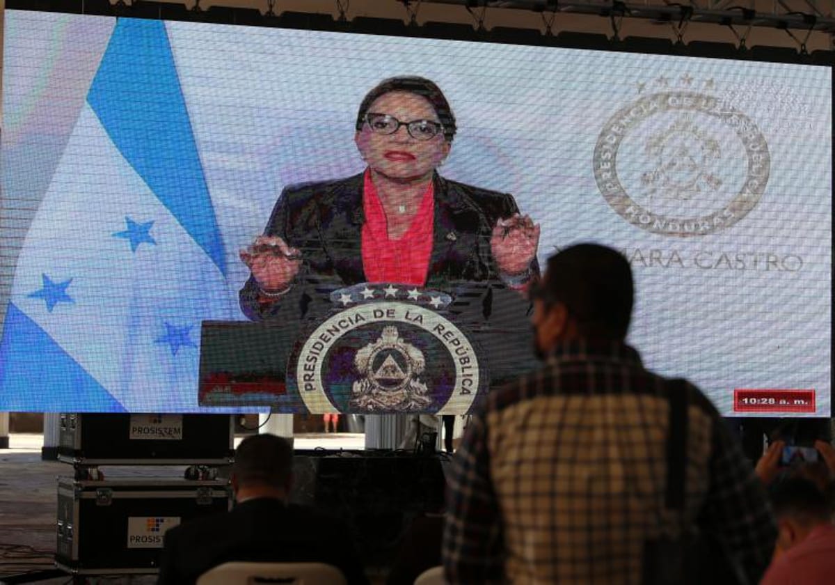 La presidenta de Honduras en una reciente intervención pregrabada