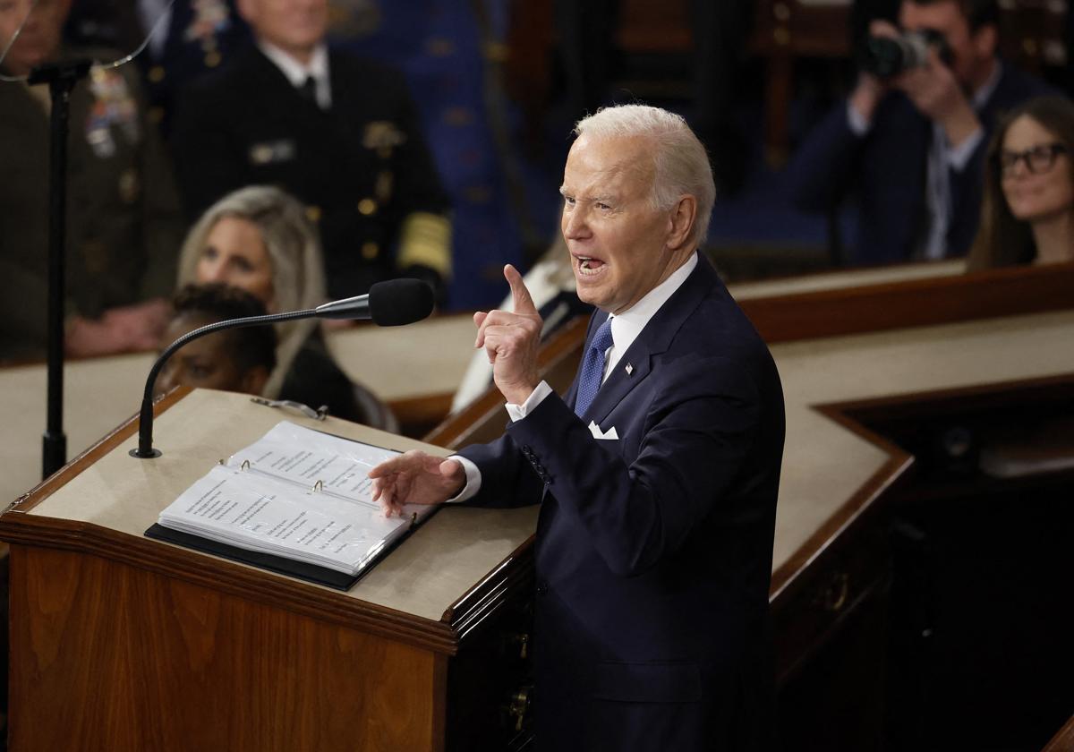 El presidente de EE.UU., Joe Biden, durante el discurso del estado de la Unión